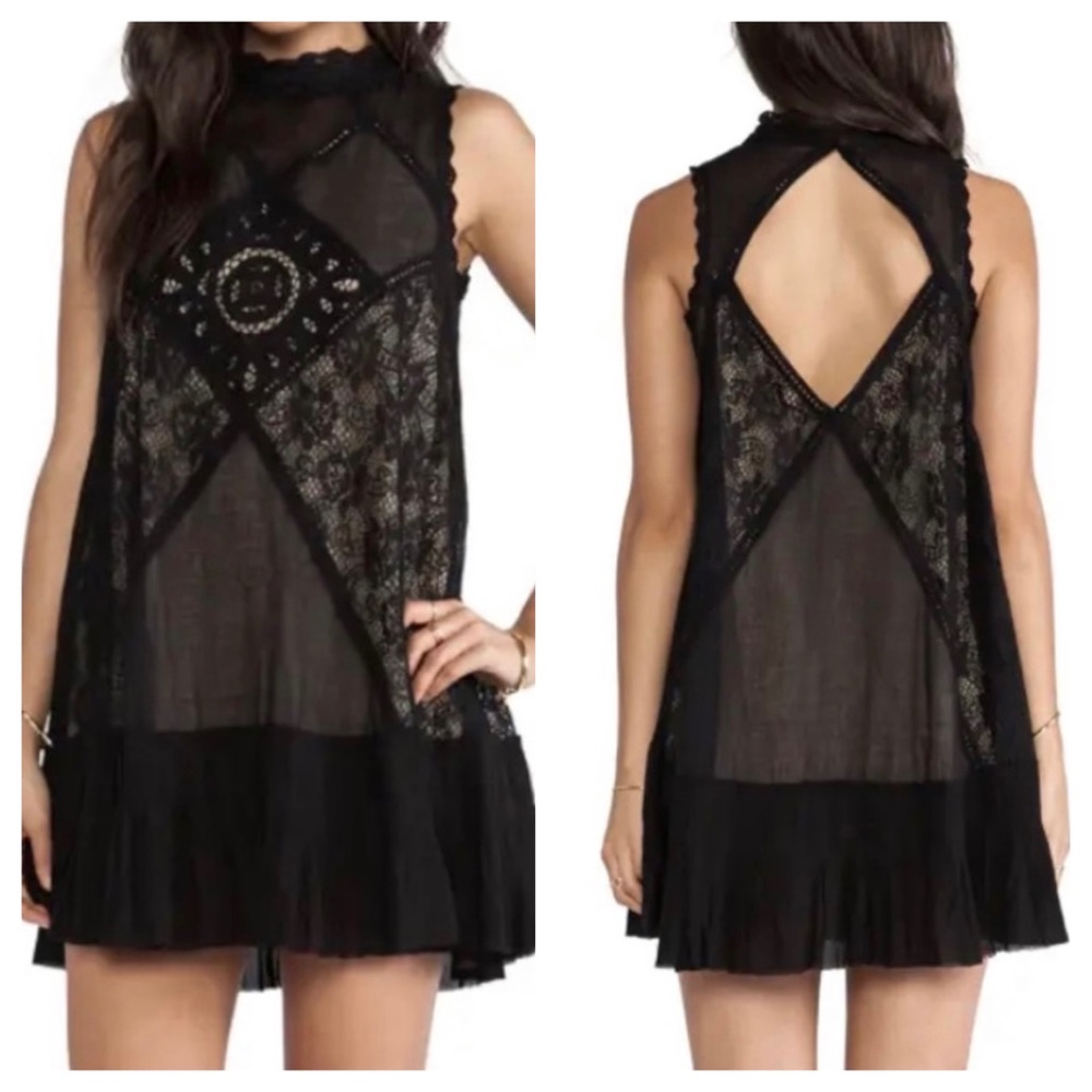Free People Angel Lace Black Dress